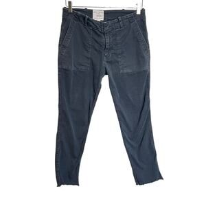 Nili Lotan Jenna Pants Carbon Gray Crop Raw Hem Faded Black Utility Size 4